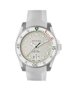 Men's Swiss Dive White Rubber Strap Watch 40mm