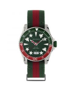 Dive Green & Red Fabric Strap Watch 40mm