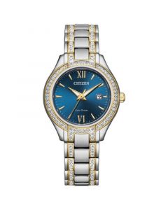 Eco-Drive Women's Silhouette Crystal Two-Tone Stainless Steel Bracelet Watch 30mm