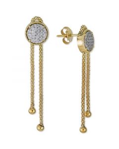 Diamond Circle Cluster Chain Drop Earrings (1/4 ct. t.w.) in 14k Gold-Plated Sterling Silver