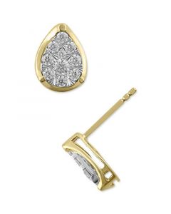 Diamond Teardrop Cluster Stud Earrings (1/2 ct. t.w.) in 14k Gold & White Gold