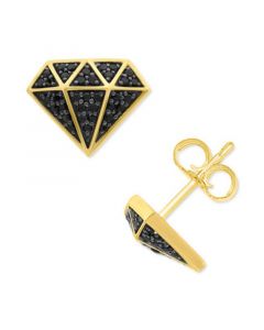 Black Diamond Cluster Diamond-Shaped Stud Earrings (1/3 ct. t.w.) in 10k Gold (Also in White Diamond)