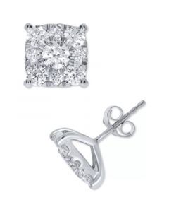 Diamond Square Cluster Stud Earrings (2 ct. t.w.)