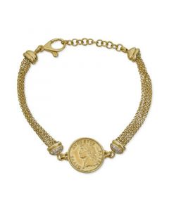 Diamond Coin Multi-Layer Chain Bracelet (1/6 ct. t.w.) in 14k Gold-Plated Sterling Silver