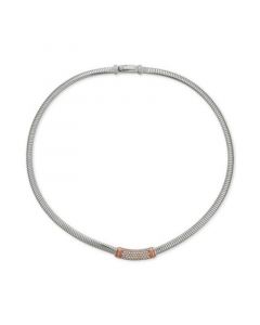 Diamond Cylindric Bar 17" Statement Necklace (5/8 ct. t.w.) in Sterling Silver & 14k Rose Gold-Plate