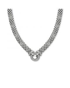 Diamond Circle Mesh 17" Statement Necklace (1/3 ct. t.w.) in Sterling Silver