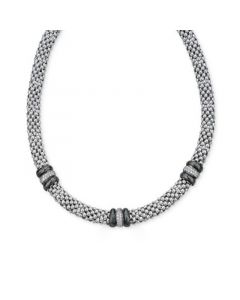 Diamond Three Bar Mesh 17" Statement Necklace (5/8 ct. t.w.) in Sterling Silver & Black Rhodium-Plate