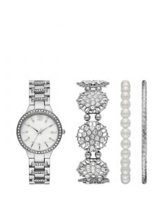 Women's Silver Bracelet Watch Gift Set, 35mm