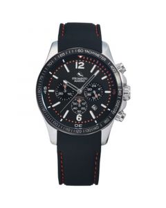 Men's Chronograph Lincoln Black Silicone Strap Watch 45mm