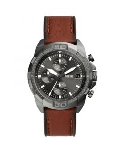 Men's Bronson Chronograph Brown Leather Strap Watch 44mm