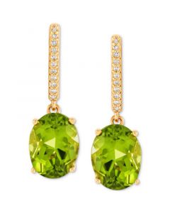 Peridot (3-3/4 ct. t.w.) & Diamond (1/20 ct. t.w.) Drop Earrings in 14k Gold