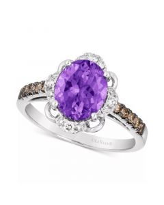 Amethyst (3 ct. t.w.) & Diamond (3/8 ct. t.w.) Ring in 14k White Gold (Also in Blue Topaz & Citrine)