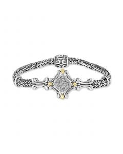 EFFY® Diamond Cluster Antique-Look Bracelet (1/10 ct. t.w.) in Sterling Silver & 18k Gold