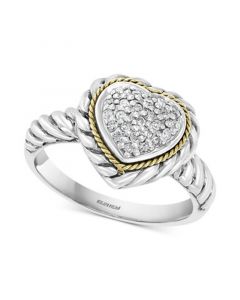 EFFY® Diamond Heart Cluster Ring (1/6 ct. t.w.) in Sterling Silver & 18k Gold