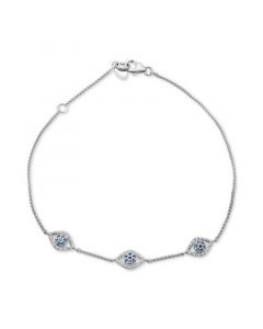 Multicolor Diamond Triple Evil Eye Chain Ankle Bracelet (1/8 ct. t.w.) in 10k White Gold, Created for Macy's