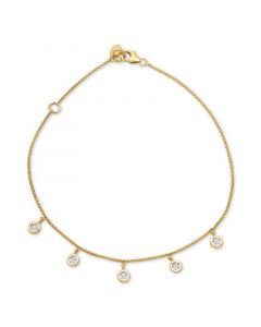 Diamond Dangling Bezel Ankle Bracelet (1/10 ct. t.w.) in 10k Gold, Created for Macy's