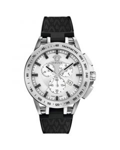 Men's Swiss Chronograph Sport Tech Black Silicone Strap Watch 45mm