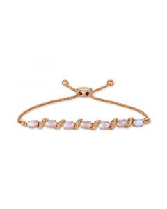 Opal (1-3/4 ct. t.w.) & Vanilla Diamond (1/10 ct. t.w.) Bolo Bracelet in 14k Rose Gold