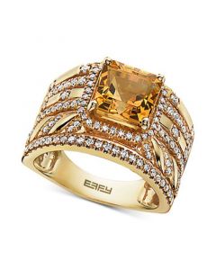 EFFY® Citrine (2-3/4 ct. t.w.) & Diamond (1/2 ct. t.w.) Multirow Statement Ring in 14k Gold