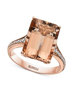 EFFY® Morganite (7-1/3 ct. t.w.) & Diamond (1/8 ct. t.w.) Ring in 14k Rose Gold