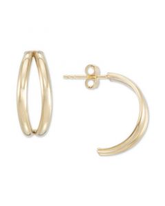 Polished Banana Hoop Earrings in 10k Gold