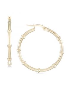 Polished Decorative Small Hoop Earrings in 10k Gold