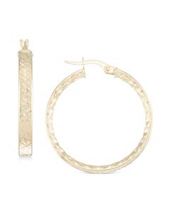 Textured Small Hoop Earrings in 10k Gold