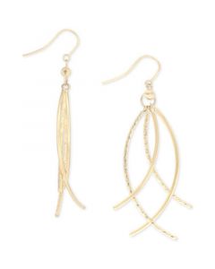 Polished & Textured Curved Bar Drop Earrings in 10k Gold