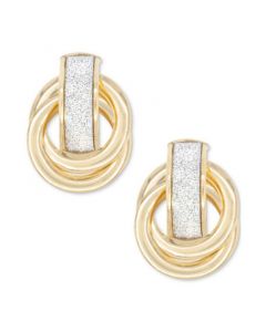 Glitter Love Knot Stud Earrings in 10k Gold