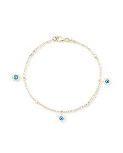 Enamel Evil Eye Charm Bracelet in 10k Gold