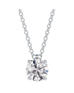 Diamond Solitaire Pendant Necklace (5/8 ct. t.w.) in 14k White Gold, 16" + 2" extender