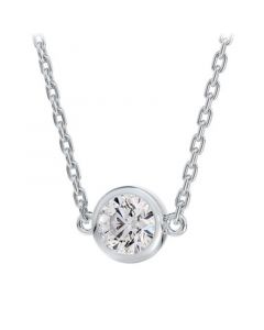 Diamond Bezel Pendant Necklace (1/5 ct. t.w.) in 14k White Gold, 16" + 2" extender