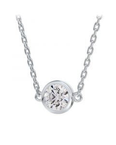 Diamond Bezel Pendant Necklace (1/3 ct. t.w.) in 14k White Gold, 16" + 2" extender