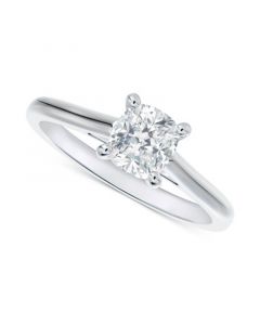 Diamond Cushion-Cut Cathedral Solitaire Engagement Ring (1/2 ct. t.w.) in 14k White Gold