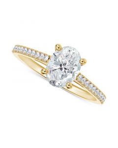 Diamond Cathedral Solitaire Oval-Cut Pavé Engagement Ring (5/8 ct. t.w.) in 14k Gold