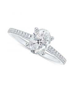 Diamond Oval-Cut Cathedral Solitaire & Pavé Engagement Ring (7/8 ct. t.w.) in 14k White Gold