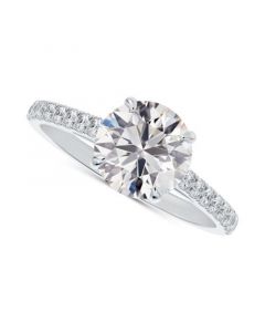 Diamond Solitaire Round-Cut Pavé Engagement Ring (1 ct. t.w.) in 14k White Gold