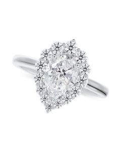 Diamond Pear Halo Engagement Ring (3/4 ct. t.w.) in 14k White Gold