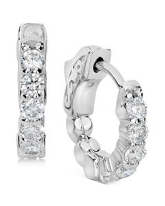 Diamond Huggie Hoop Earrings (1 ct. t.w.) in 14k White or Yellow Gold