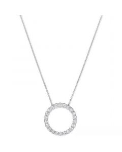 Diamond Circle Pendant Necklace (1 ct. t.w.) in 14k White or Yellow Gold, 16" + 2" extender