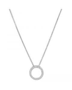 Diamond Circle Pendant Necklace (1/3 ct. t.w.) in 14k White or Yellow Gold, 16" + 2" extender