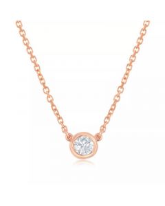 Diamond Bezel-Set Solitaire Pendant Necklace (1/6 ct. t.w.) in 14k Yellow or Rose Gold, 16" + 2" extender