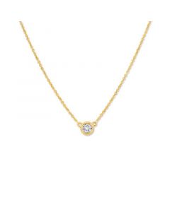 Diamond Bezel-Set Solitaire Pendant Necklace (1/4 ct. t.w.) in 14k Gold, 16" + 2" extender