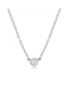 Diamond Bezel-Set Solitaire Pendant Necklace (1/20 ct. t.w.) in 14k White , Yellow or Rose Gold, 16" + 2" extender