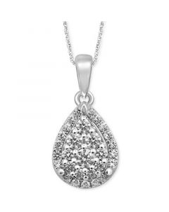 Diamond Cluster Teardrop 18" Pendant Necklace (3/8 ct. t.w.) in 14K White Gold