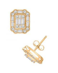 Diamond Baguette Cluster Stud Earrings (1 ct. t.w.) in 14k White Gold or 14k Yellow Gold, Created for Macy's