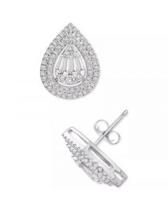 Diamond Teardrop Halo Stud Earrings (1 ct. t.w.) in 14k White Gold or 14k Yellow Gold, Created for Macy's