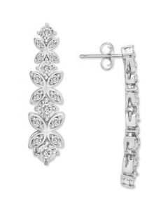 Diamond Butterfly Drop Earrings (1 ct. t.w.) in Sterling Silver, Created for Macy's