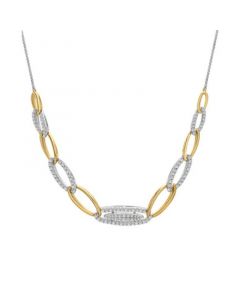 Diamond Chain Link Statement Necklace (1 ct. t.w.) in Sterling Silver & 14k Gold-Plate, 16" + 4" extender, Created for Macy's