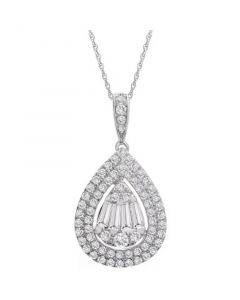 Diamond Teardrop Cluster Pendant Necklace (1 ct. t.w.) in 14k White Gold or 14k Yellow Gold, 16" + 4" extender, Created for Macy's